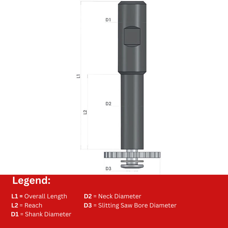 Tschorn Slitting Saw Arbor - For Slitting Saw Blade 50mm - Overall Length 126mm