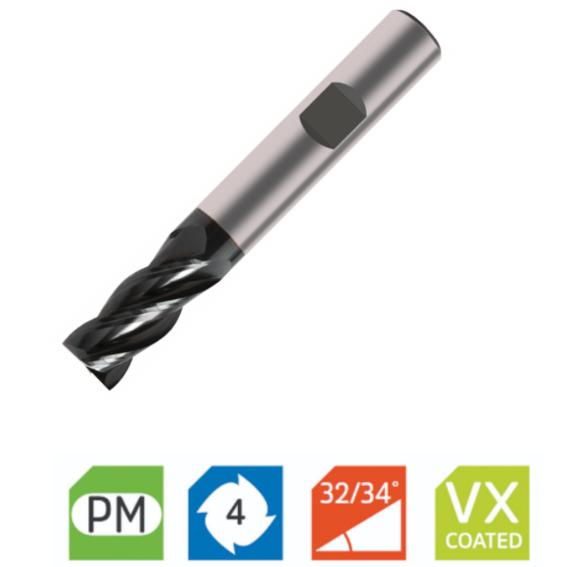 Europa Tools Powder Metal End Mill - 4 Flute Multiple Helix - 16mm