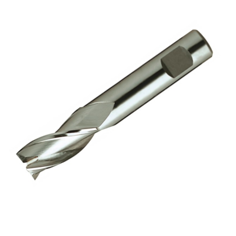 Europa Tools HSS-E End Mill - 3 Flute Centre Cutting with Flatted Shank - Short Length Throw Away - 2mm