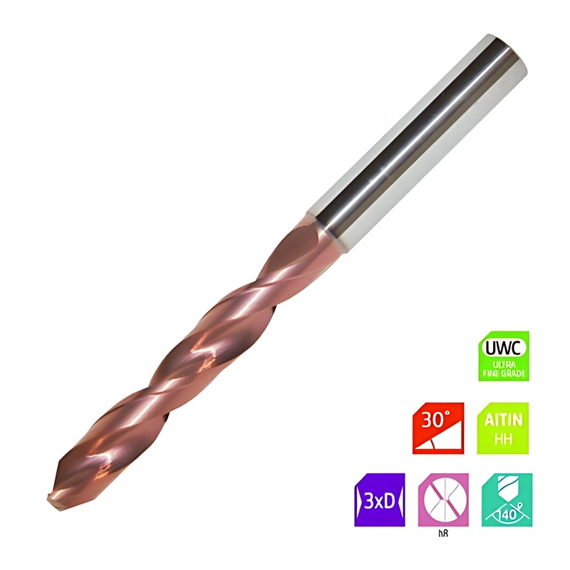 Widin Carbide Drills Solid 5xD AlTiN Coated - 3.3mm