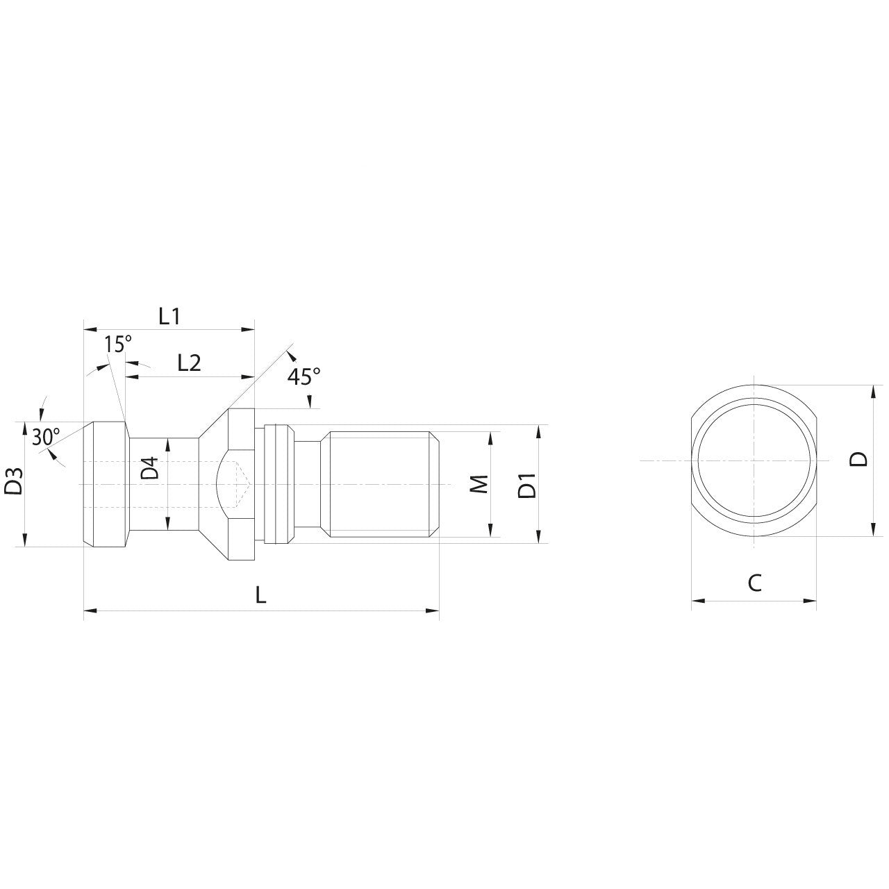 Omega Products DIN69872 Pull Stud - Solid - With O-Ring - ISO40
