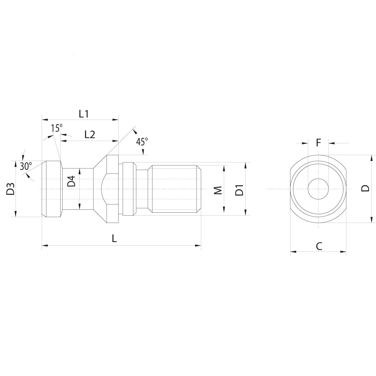 Omega Products DIN69872 Pull Stud - Hollow - Without O-Ring - Through Coolant - ISO40