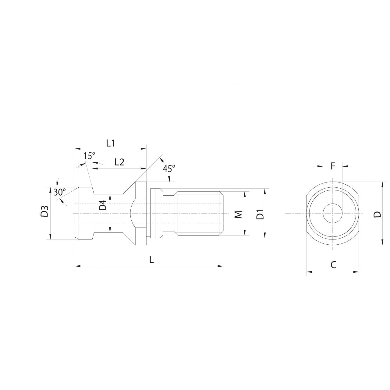 Omega Products DIN69872 Pull Stud - Hollow - With O-Ring - Through Coolant - ISO40 - 23mm Long