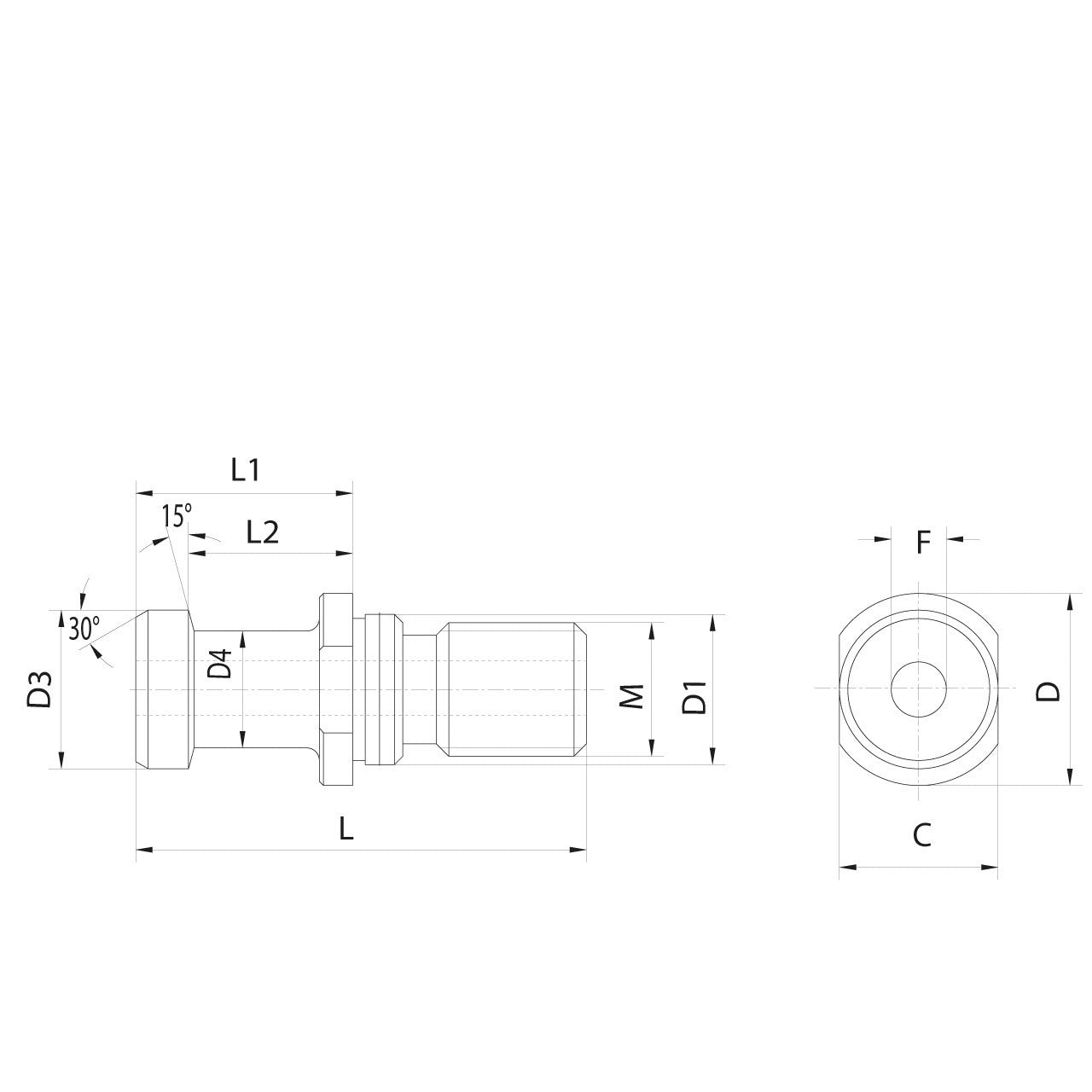Omega Products ISO 7388/2-A Pull Studs - Hollow - With O-Ring - Through Coolant - ISO40