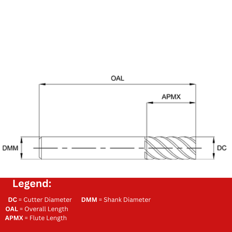 Europa Tools Carbide End Mill 6 Flute Extended Neck Long Series - Square Edge - Finishing - Pulsar Blue - 8mm