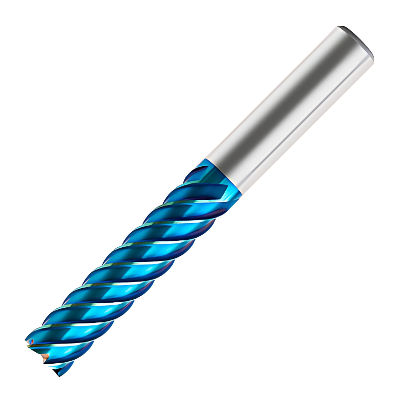 Europa Tools Carbide End Mill 6 Flute Extended Neck Extra Length - Square Edge - Finishing - Pulsar Blue - 25mm