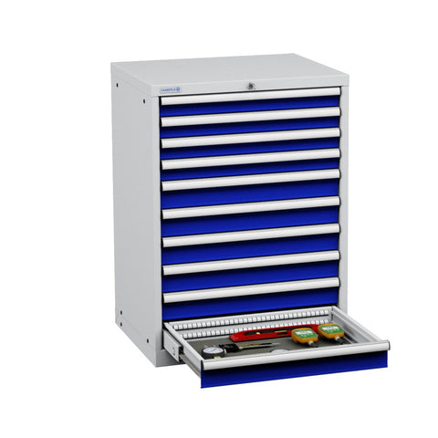Polstore Cabinet Combo - 10 Drawers 36x27EH - 100% Extension - Light Grey/Dark Blue - 717mm(w) x 1000mm(h)