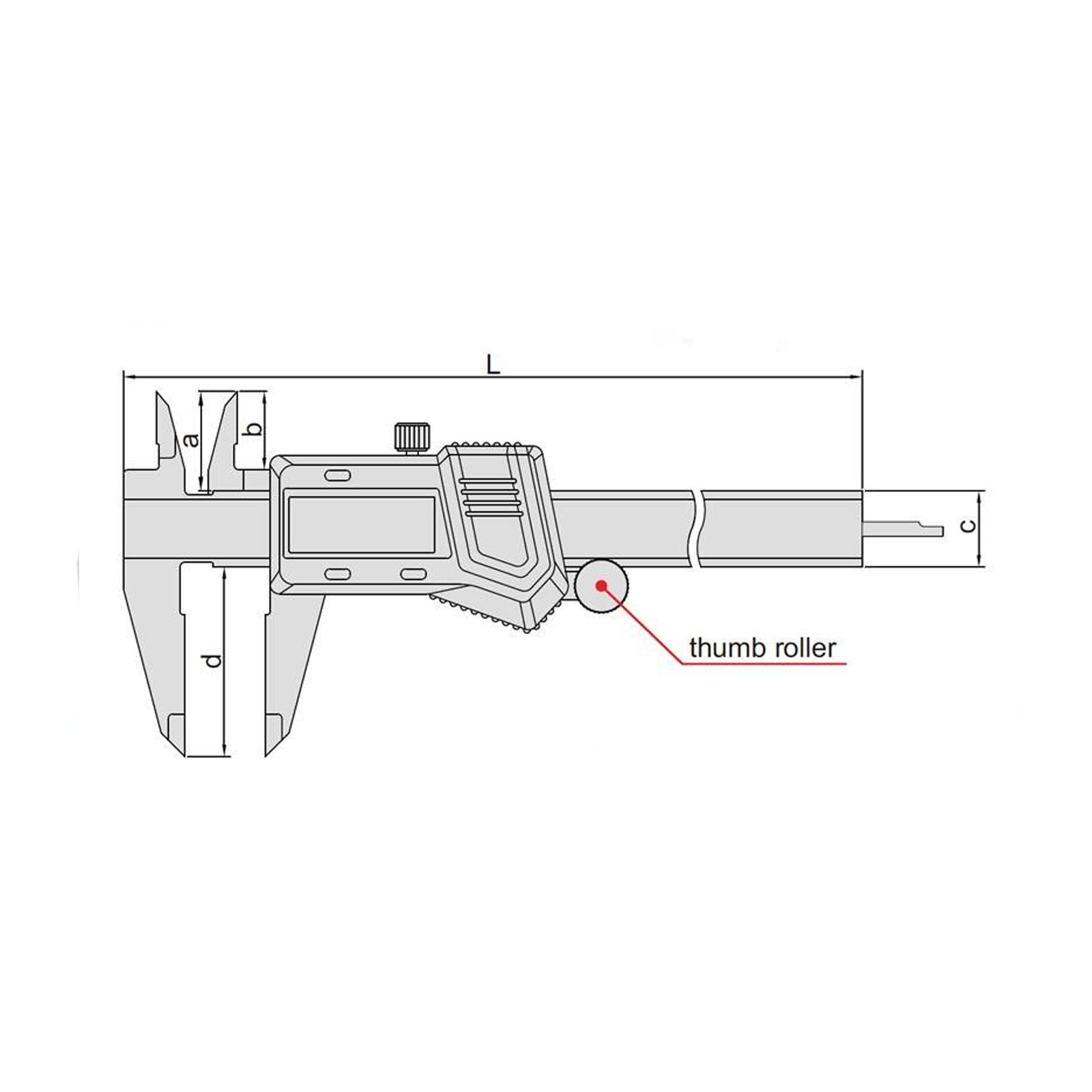 0-300mm / 0-12" Zinc Alloy Heavy Duty Digital Caliper Without Thumb Roller - 1114 Series (Insize)