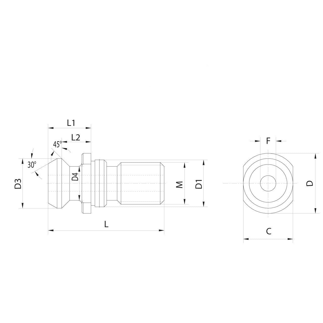 Omega Products ISO 7388/2-A Pull Studs - Hollow - With O-Ring - For Through Coolant - ISO40