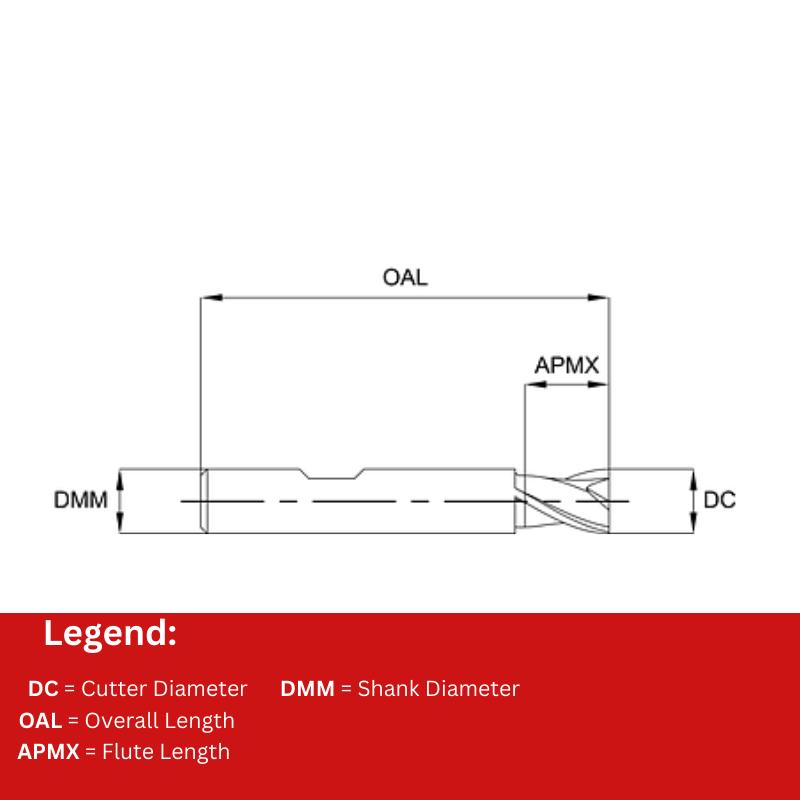 Europa Tools HSS-E End Mill - Uncoated 3 Flute With Flatted Shank - Short LengthThrow Away - 6mm