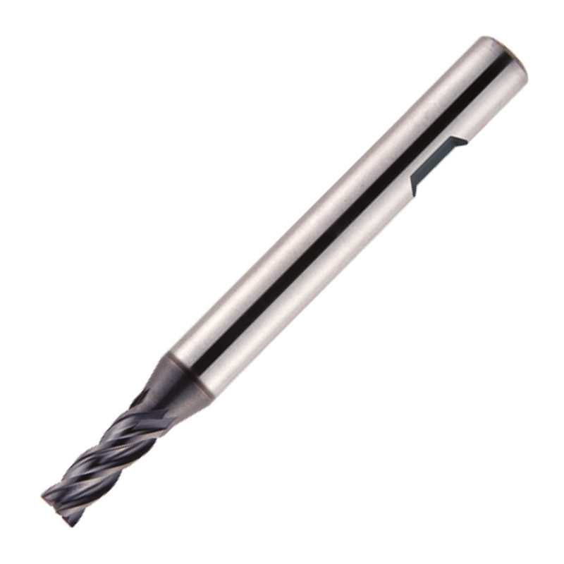 Europa Tools Carbide End Mill 4 Flute - Corner Radius - Short Length - Flatted Shank - HX2 - 3mm x R0.3