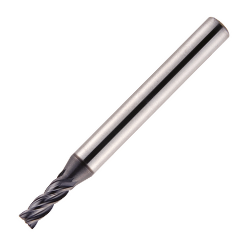 Europa Tools Carbide End Mill 4 Flute - Square Edge - Standard Length - Plain Shank - HX2 - 3mm