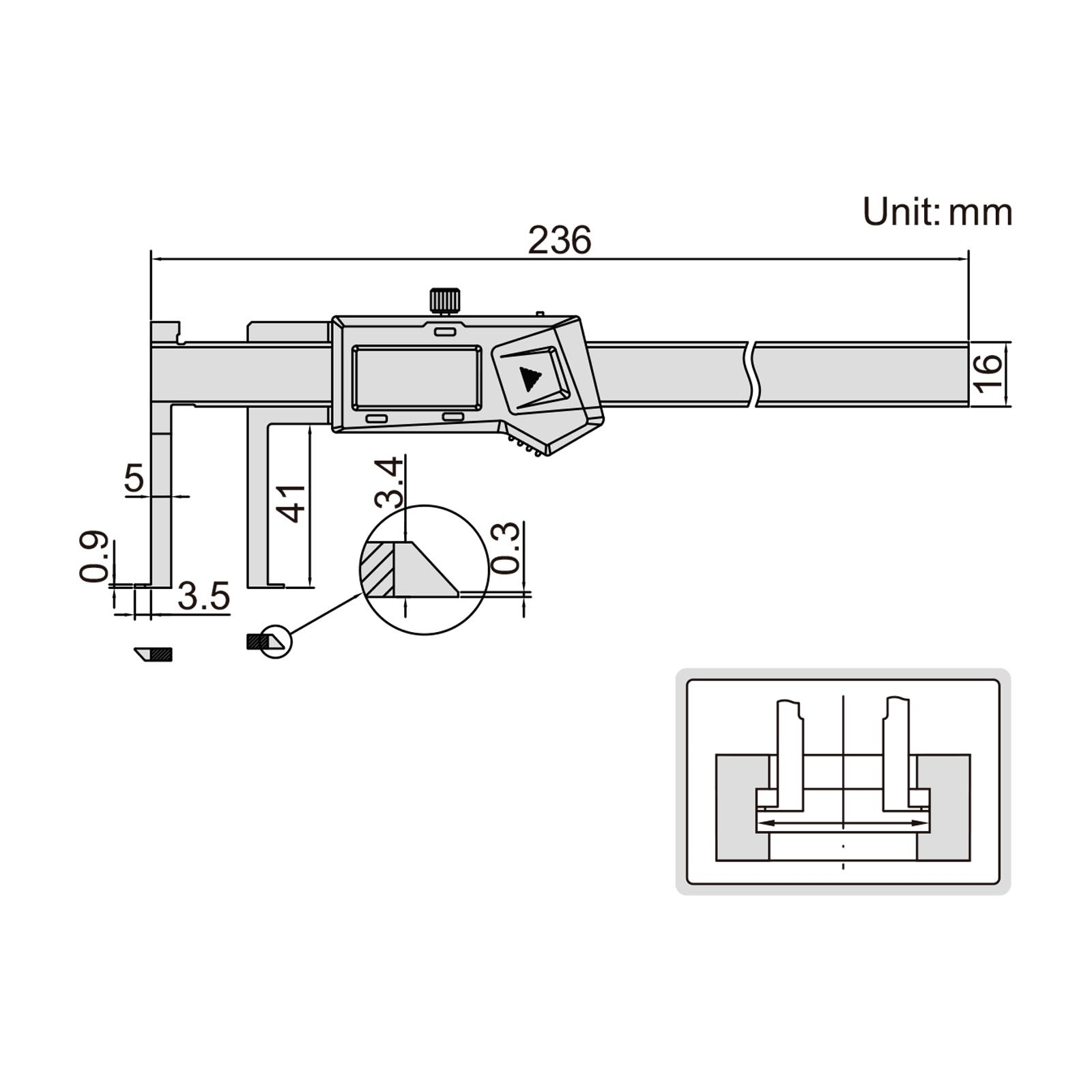 11-150mm / 0.43-6" Digital Groove Caliper - 1520 Series (Insize)