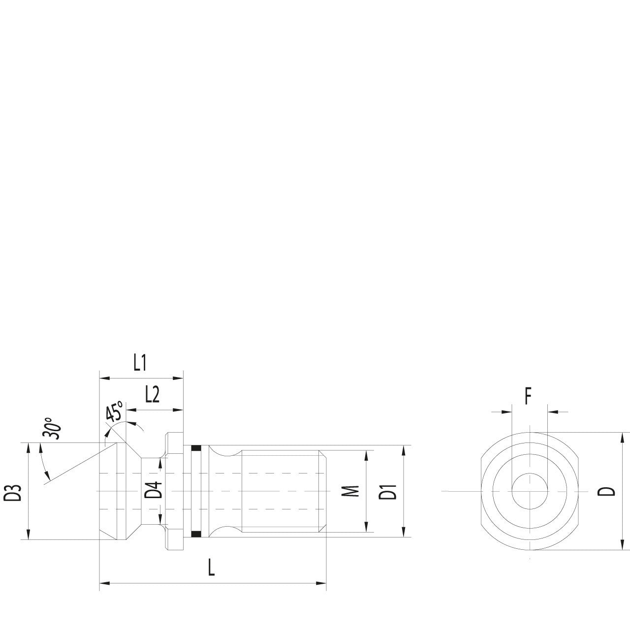 Omega Products Mazak Pull Stud - Hollow - Through Coolant - With O Ring - ISO40 - 41.25mm Long