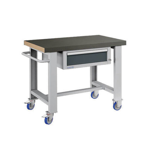 Polstore Standard Mobile Workbench - 1 Draw & Rubber Cover - Light Grey/Dark Grey - 1065mm(W) x 750mm(D) x 908mm(H)