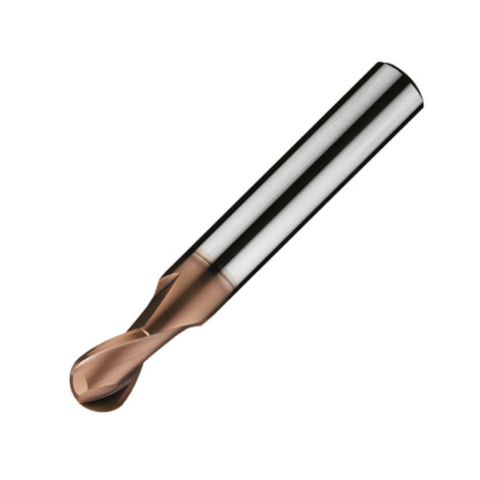 ITC Carbide End Mill Ball Nose 2152 - 2 Flute 30° Helix With Facet Relief & Coating - Steels & Exotics - 1mm