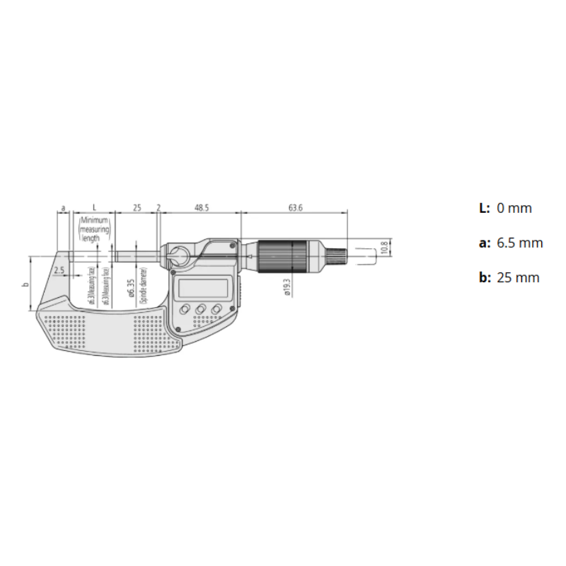 Mitutoyo Digital Micrometer QuantuMike IP65 Inch/Metric, 0-1", with Output
