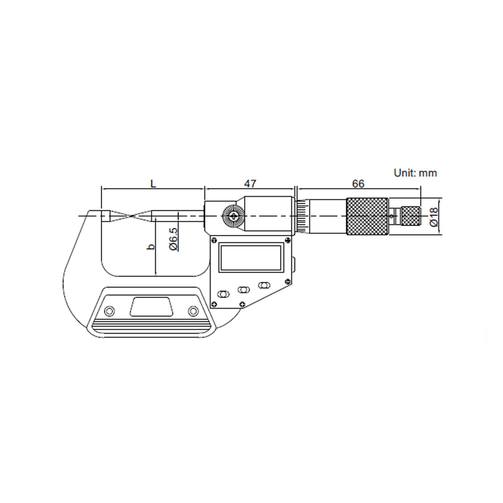 0-25mm/0-1" IP54 Digital Point Micrometer - 3530 Series (Insize)