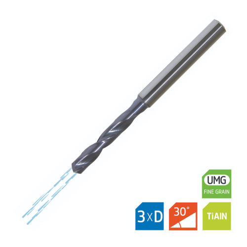 VORTEX Carbide Drill Through Coolant 3xD TiXCo4 Coated - 6mm