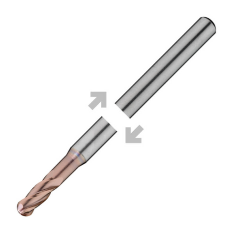 ITC Carbide End Mill Ball Nose 4042 - 4 Flute Long Length Centre Cutting Extended Reach & Coated - Steels & Exotics - 2mm