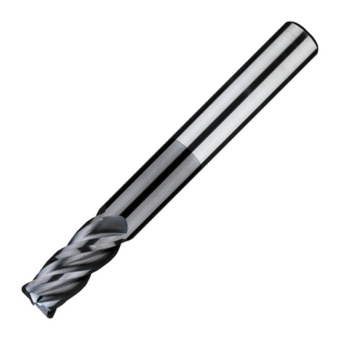 ITC Carbide End Mill Corner Radius 4081 - 4 Flute 38° Helix With Roll Relief, Harmonic Fluting, Radius & Coating - Steels & Exotics - 10mm x R0.5
