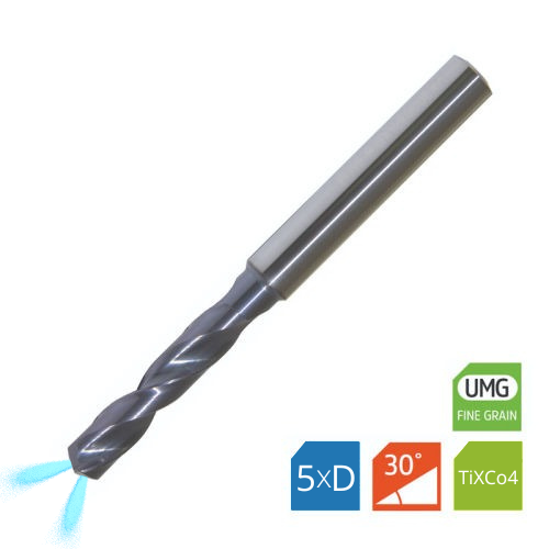 VORTEX Carbide Drill Through Coolant 5xD TiXCo4 Coated - 6.8mm