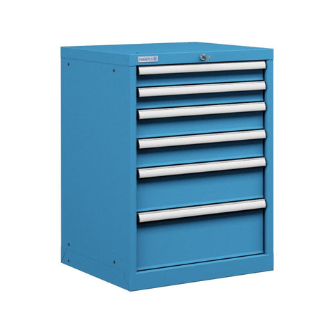 Polstore Cabinet - 6 Drawers 27x27EH - 100% Extension - Light Blue - 564mm(W) x 572mm(D) x 800mm(H)