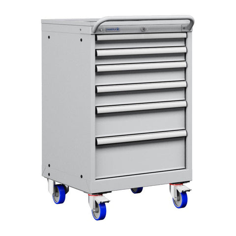 Polstore Mobile Cabinet - 6 Drawers 27x27EH - 100% Extension - Light Grey - 572mm(W) x 627mm(D) x 927mm(H)