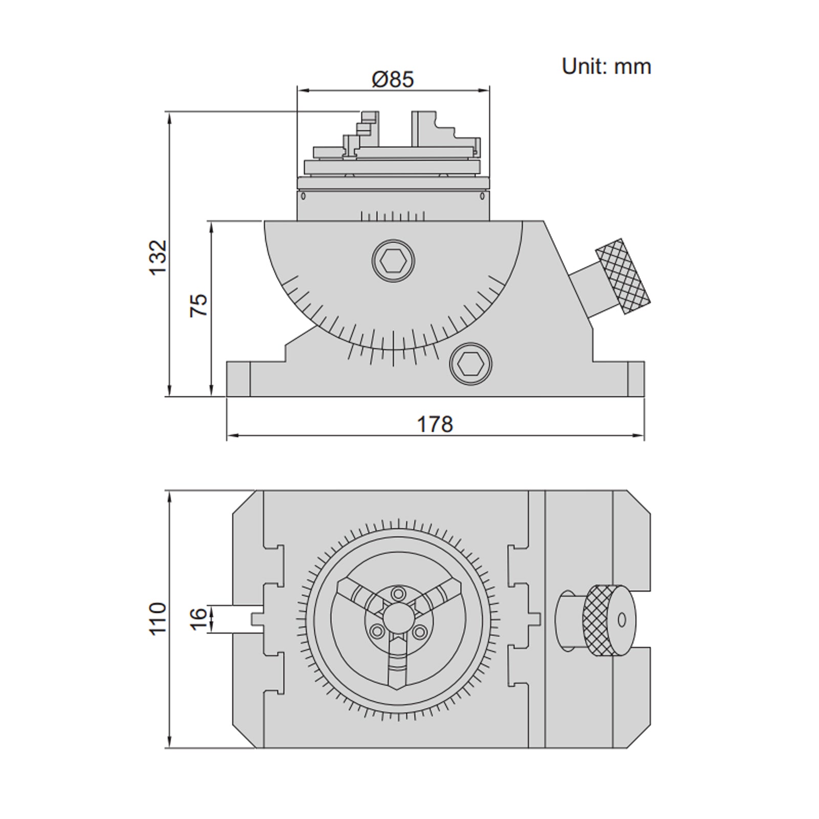 0.8-63mm/23-58mm Precision Universal Inspection Vice with Chuck - 6528 Series (Insize) - 6528-85