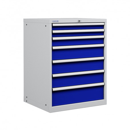 Polstore Cabinet Combo - 7 Drawers 36x36EH - 100% Extension - Light Grey./Dark Blue - 717mm(w) x 1000mm(h)