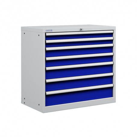 Polstore Cabinet Combo - 7 Drawers 45X27EH - 100% Extension - Light Grey/Dark Blue - 870mm(w) x 850mm(h)