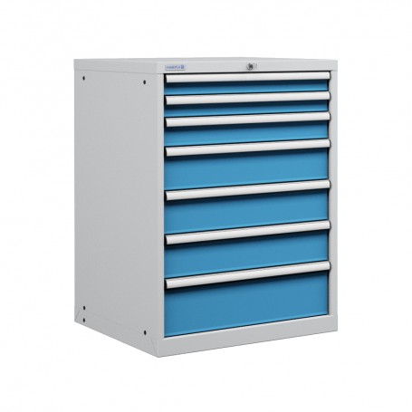 Polstore Cabinet Combo - 7 Drawers 36x36EH - 100% Extension - Light Grey/Light Blue - 717mm(w) x 1000mm(h)