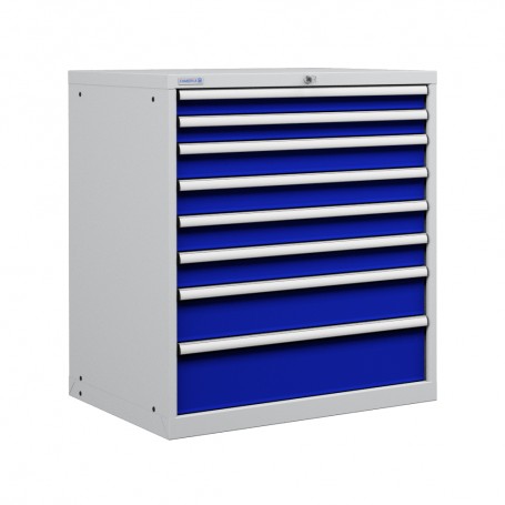 Polstore Cabinet Combo - 8 Drawers 45x36EH - 100% Extension - Light Grey/Dark Blue - 870mm(w) x 1000mm(h)