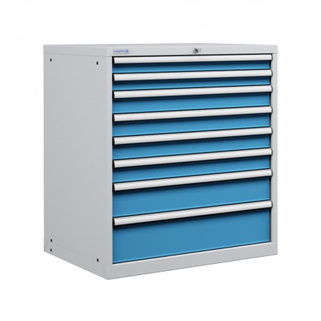 Polstore Cabinet Combo - 8 Drawers 45x36EH - 100% Extension - Light Grey/Light Blue - 870mm(w) x 1000mm(h)