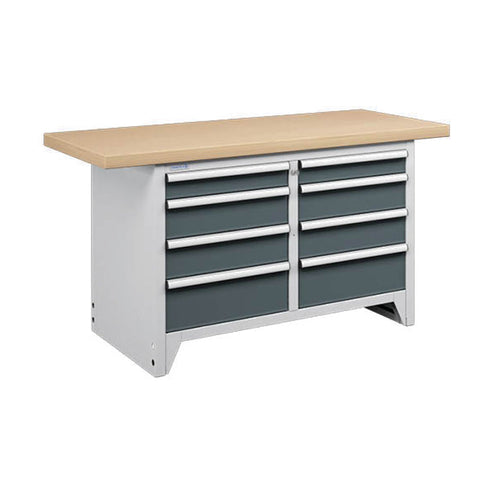 Polstore Modular Workbench 8 Draws - Multiplex Worktop - Light Grey/Dark Grey - 1500mm (W) x 750mm (D)