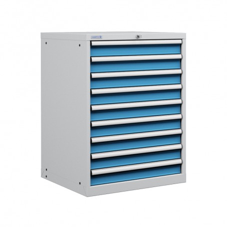 Polstore Cabinet Combo - 9 Drawers 36x36EH - 100% Extension - Light Grey/Light Blue - 717mm(w) x 1000mm(h)