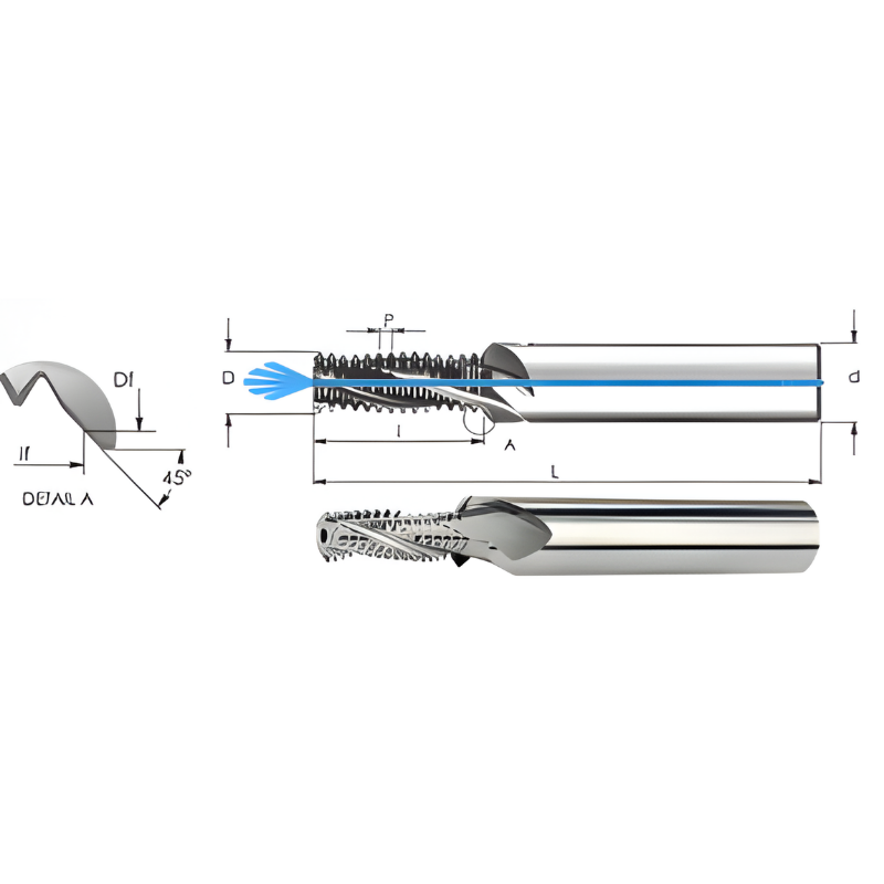 Carmex Thread Mills Solid Carbide With Chamfer - For Aluminium - Metric - M8, M10 x 1.25 - UnCoated