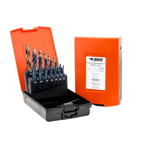 BAER Drill & Tap Set - HSS-E Taps Spiral Flute & HSSE/Co Drills for Stainless Steel - M3 - M12
