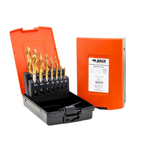 BAER Drill & Tap Set - HSS-E TiN Taps Spiral Flute & HSS TiN Drills - M3 - M12