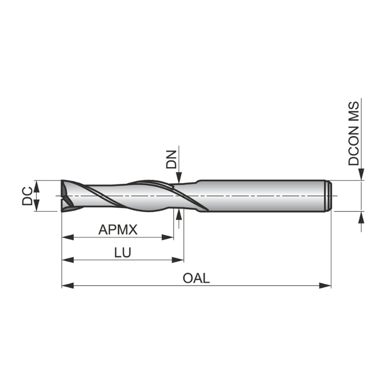 Dormer Pramet C122 12.0mm HSS-E PLAIN Shank 2 Flute Extra Long Series Slot Drill