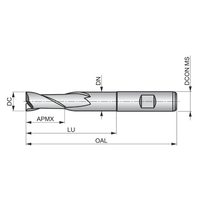 Dormer Pramet C135 12.0mm HSS-E Flatted Shank 2 Flute Standard Length Slot Drill