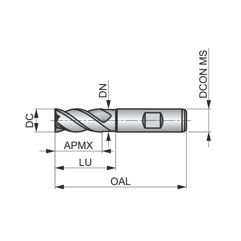 Dormer Pramet C299 6.0mm HSS-E-Powder Metal Flatted Shank End Mill Multi-Flute Standard Length End Mill DIN 844 K