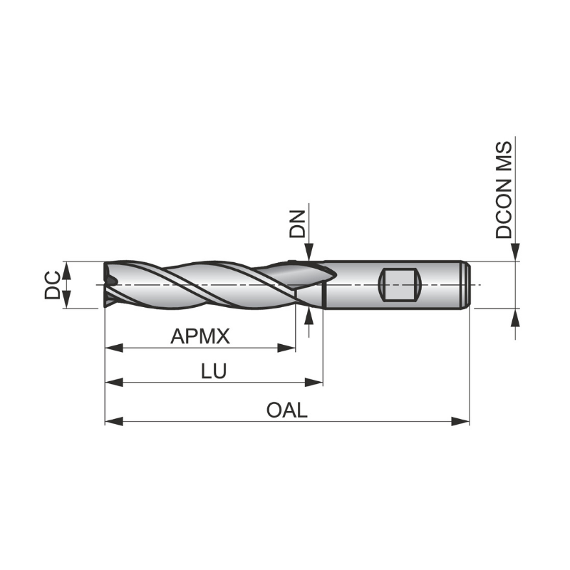 Dormer Pramet C346 5.0mm HSS-E Flatted Shank 3 Flute Long Series Slot Drill DIN 844 L