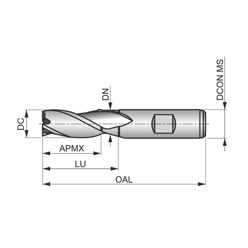 Dormer Pramet C352 20.0mm HSS-E-Powder Metal Alcrona Primax Flatted Shank 3 Flute Standard Length Slot Drill DIN 844 K