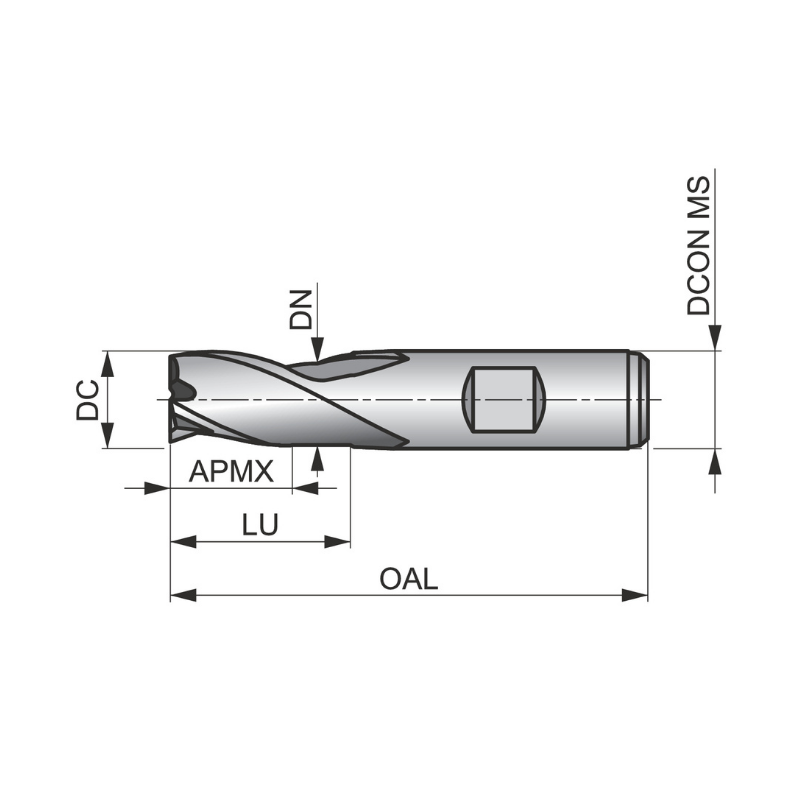 Dormer Pramet C353 15.0mm HSS-E-Powder Metal Alcrona Primax Flatted Shank 3 Flute Short Series Slot Drill DIN 327 D