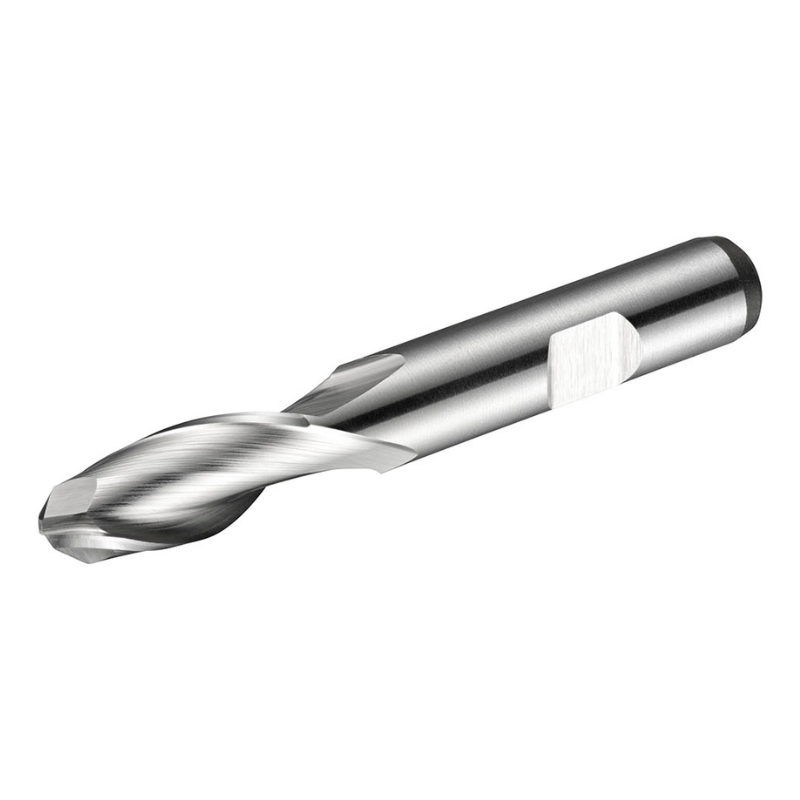 Dormer Pramet C505 8.0mm HSS-E Flatted Shank 2 Flute Ball Nosed Standard Length Slot Drill DIN 844 K