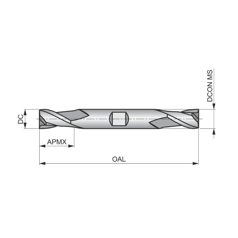 Dormer Pramet C60 1/4 Inch HSS Double Ended Flatted Shank 2 Flute Slot Drill Regular Length
