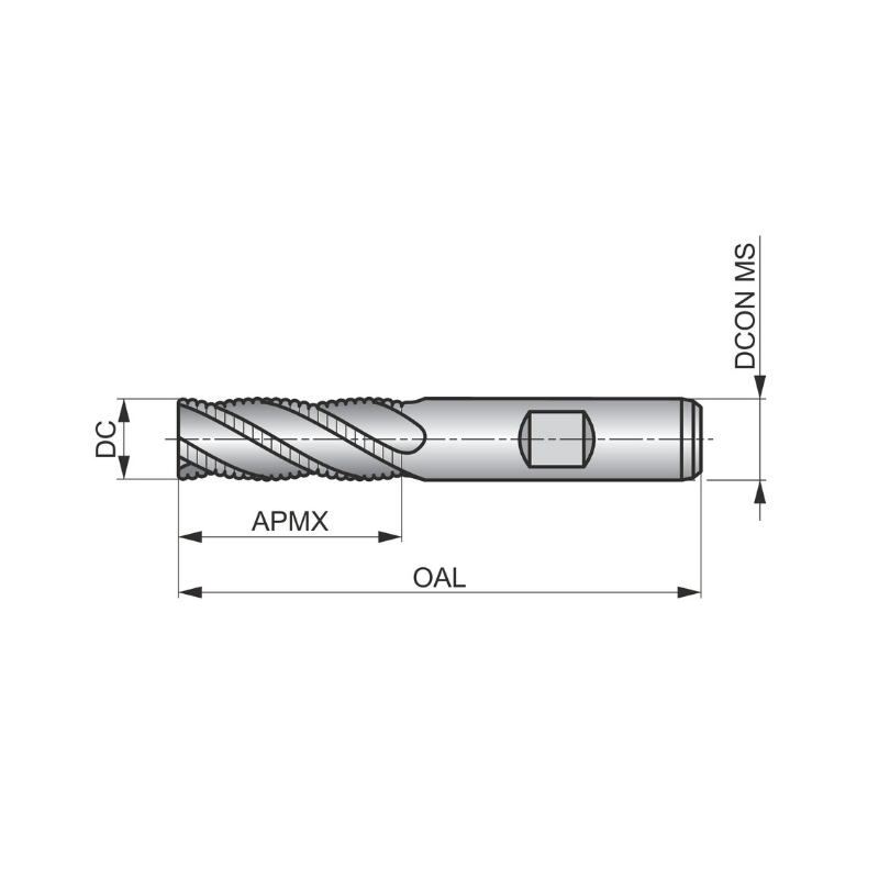Dormer Pramet C609 5/16 Inch HSS-E TiCN Flatted Shank Fine Pitch Roughing End Mill Regular Length