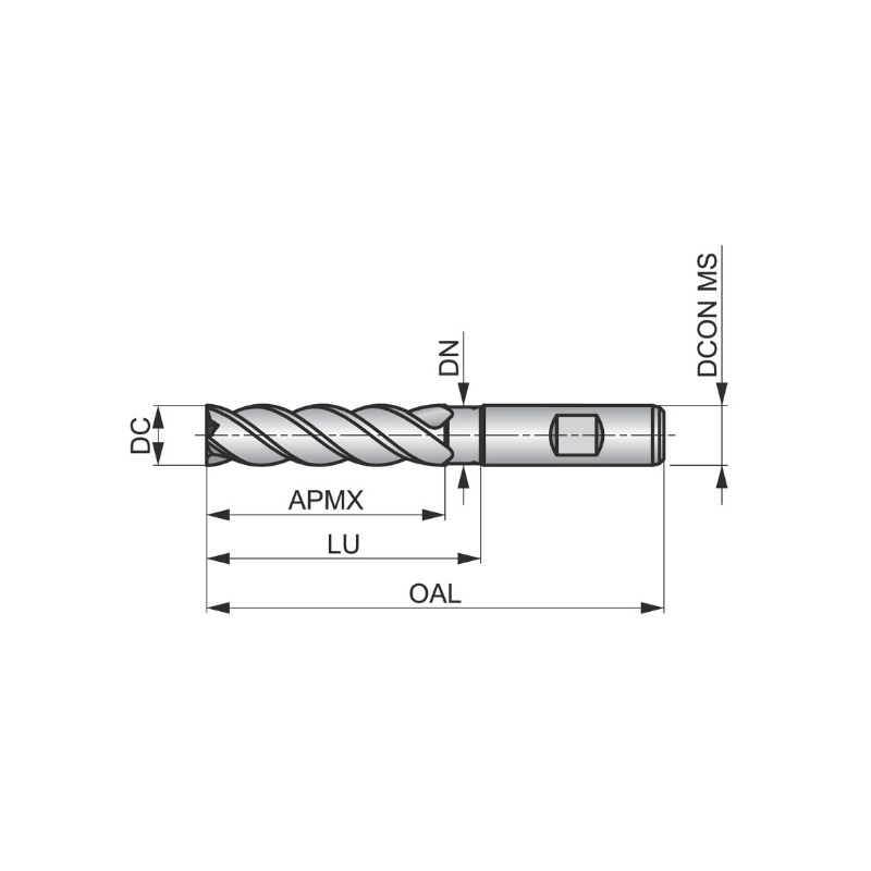 Dormer Pramet C9225.0mm HSS-E-Powder Metal Alcrona Primax Flatted Shank Multi-Flute Long Series End Mill DIN 844 L