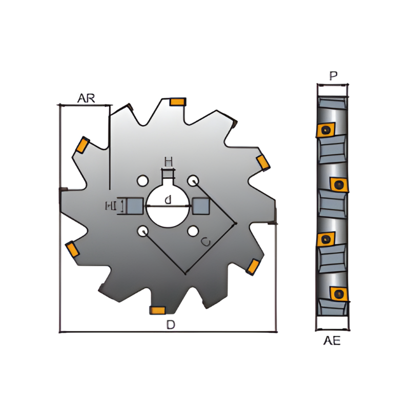 Y.T. Indexable Disc Milling Cutter For CNGX Inserts - 200mm Diameter 16mm Insert Thickness 54mm Cutting Depth 16 Teeth (CEL-200-16-40)
